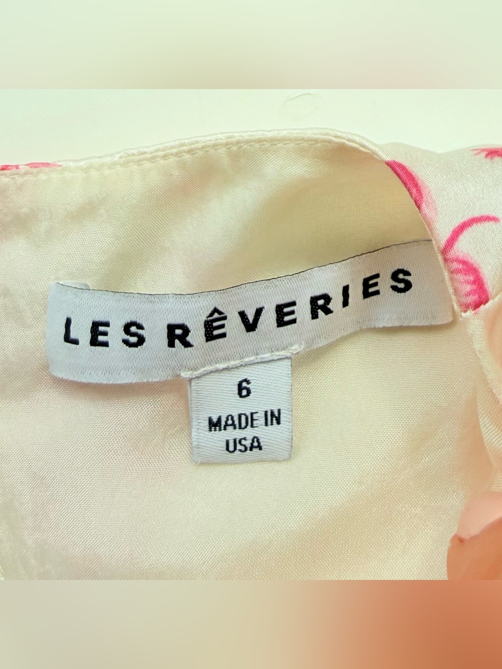 Les Rêveries Pink Floral Open Back Peplum Blouse Romantic Coquette 100% silk - Picture 5 of 6